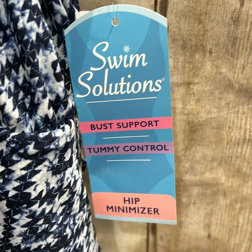 Swim Solutions Triple Tier Fauxkini One Piece Swimsuit Navy Size 22W